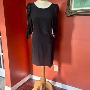 Wilfred Aritzia Black Silk 3/4 Sleeve Mini Dress